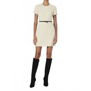 NEW FRENCH CONNECTION structured tweed dress in classic cream/ black
